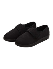 Silvert's Wide & Comfy slippers with easy-closure close-up for effortless on-off.