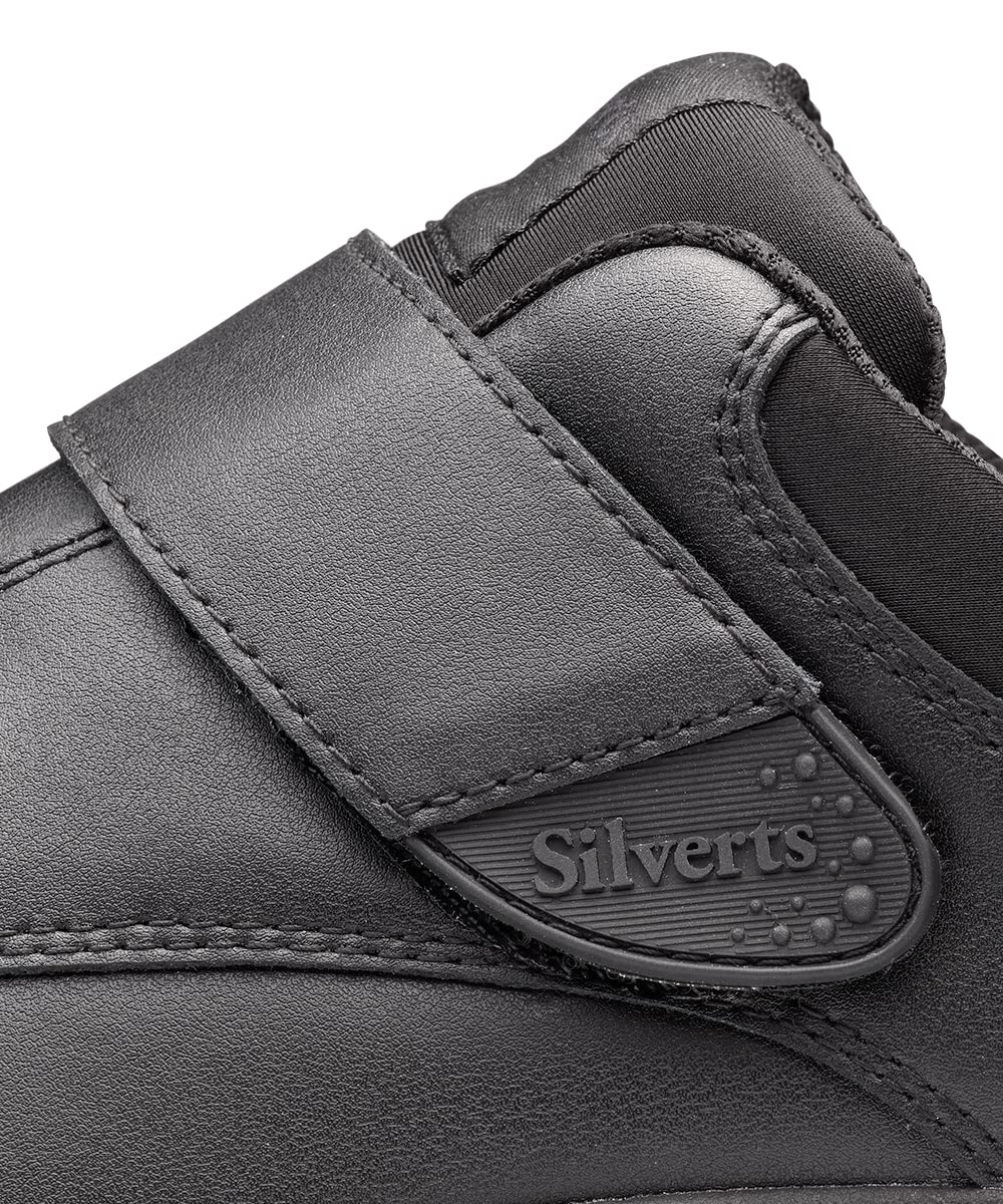 Wide-width design provides comfortable room for swollen feet in Silvert's shoe.