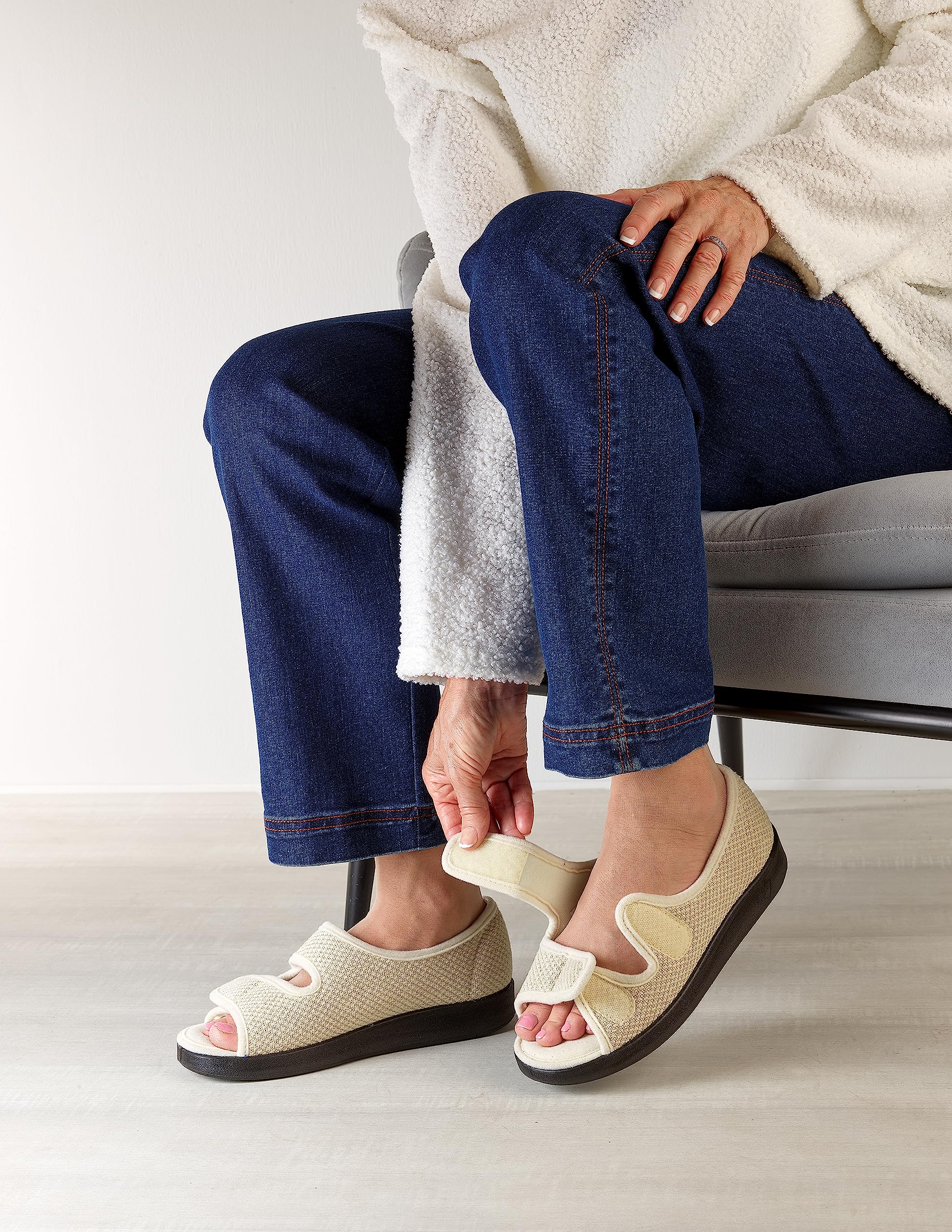 Silvert's extra-wide sandals with soft wedge heel for all-day comfort