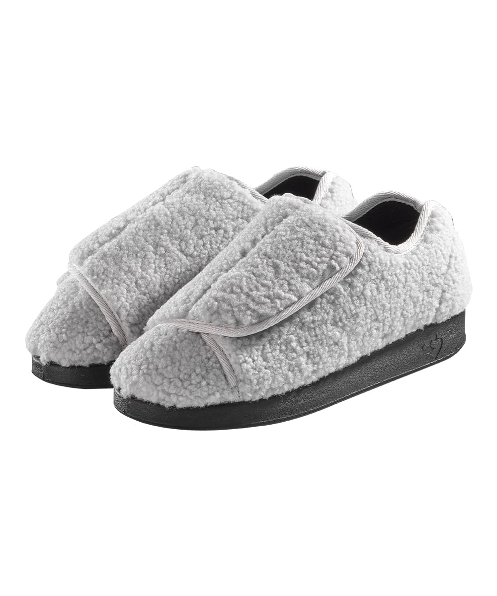 Silvert's women's extra-wide slippers with cloud-black front view for comfortable adjustable fit.