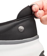 Closeup of Silvert's Easy-Touch closure on the slip-on for effortless fastening.