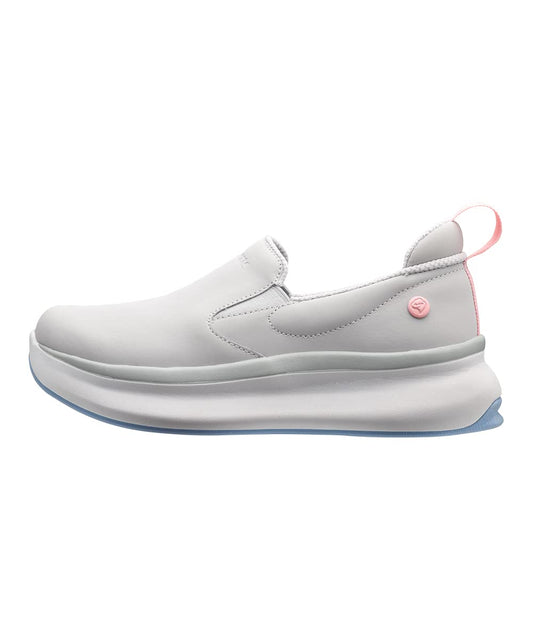 Silvert's women's wide-width slip-on shoes in light gray with easy on/off design