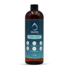SILVIQ Structured Silver Water bottle showing 30ppm formula for immune support.