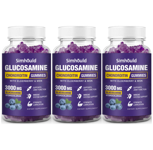 Simhould three-pack glucosamine chondroitin gummies displayed for joint support.
