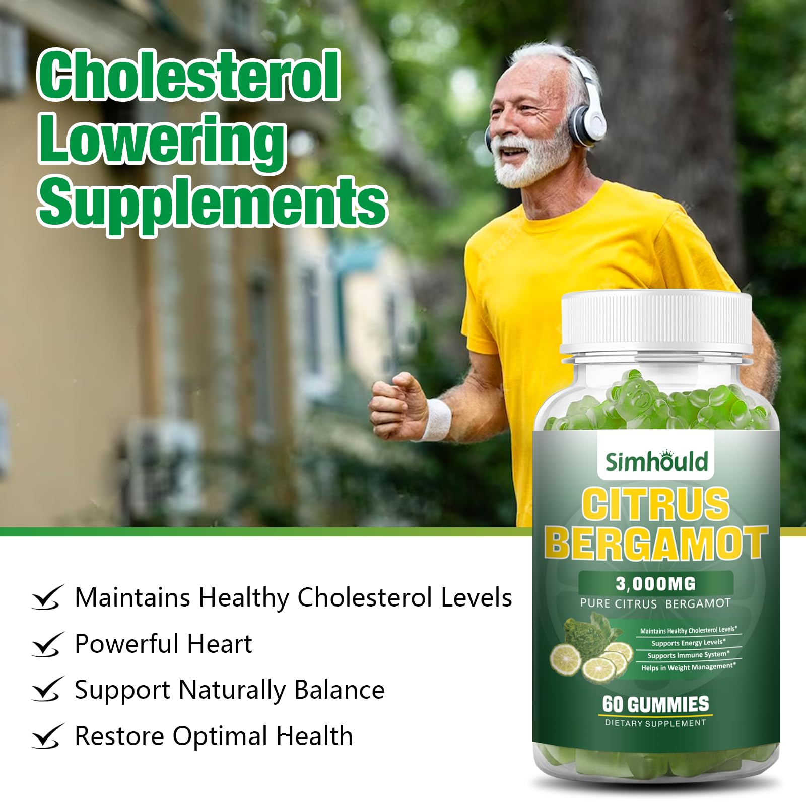 Simhould Citrus Bergamot Gummies ingredients chart highlights key botanicals for transparency.