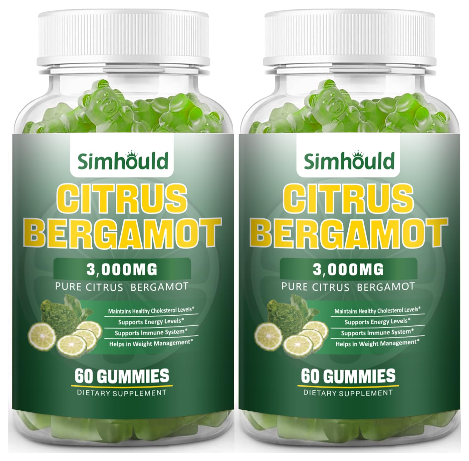 Simhould Citrus Bergamot Gummies pack with lime flavor for daily support.