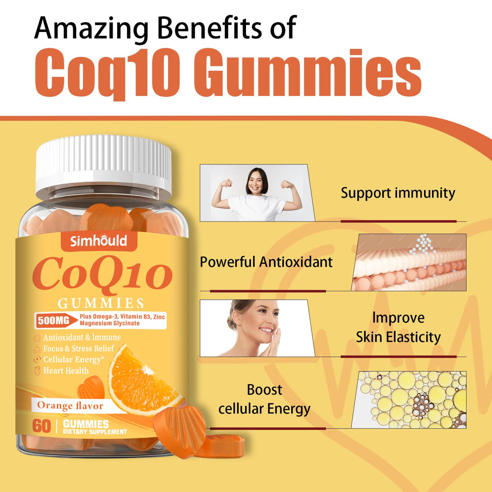 Simhould packaging back panel highlights CoQ10 and minerals for energy and immune support.