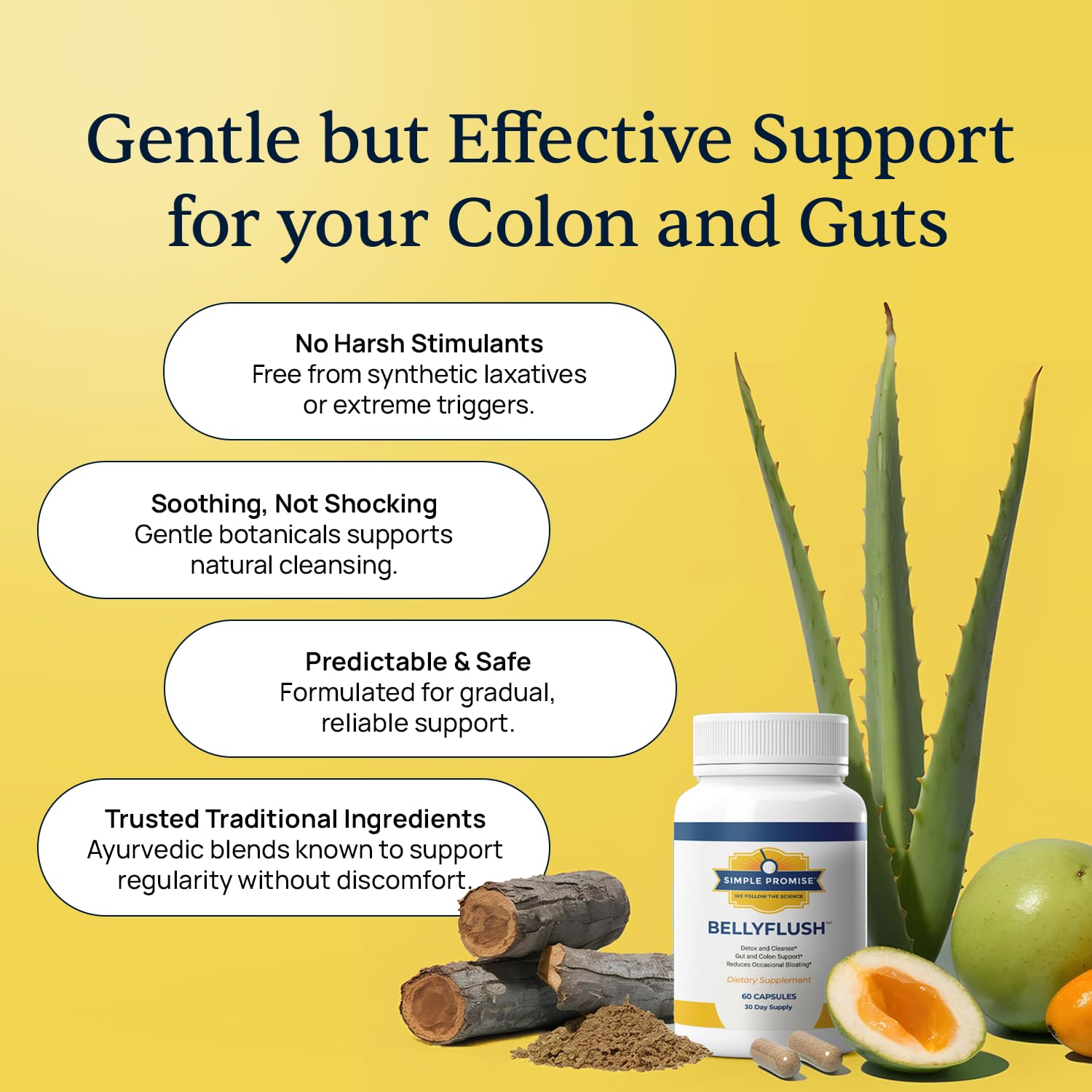 Simple Promise BellyFlush ingredients panel featuring milk thistle and clay
