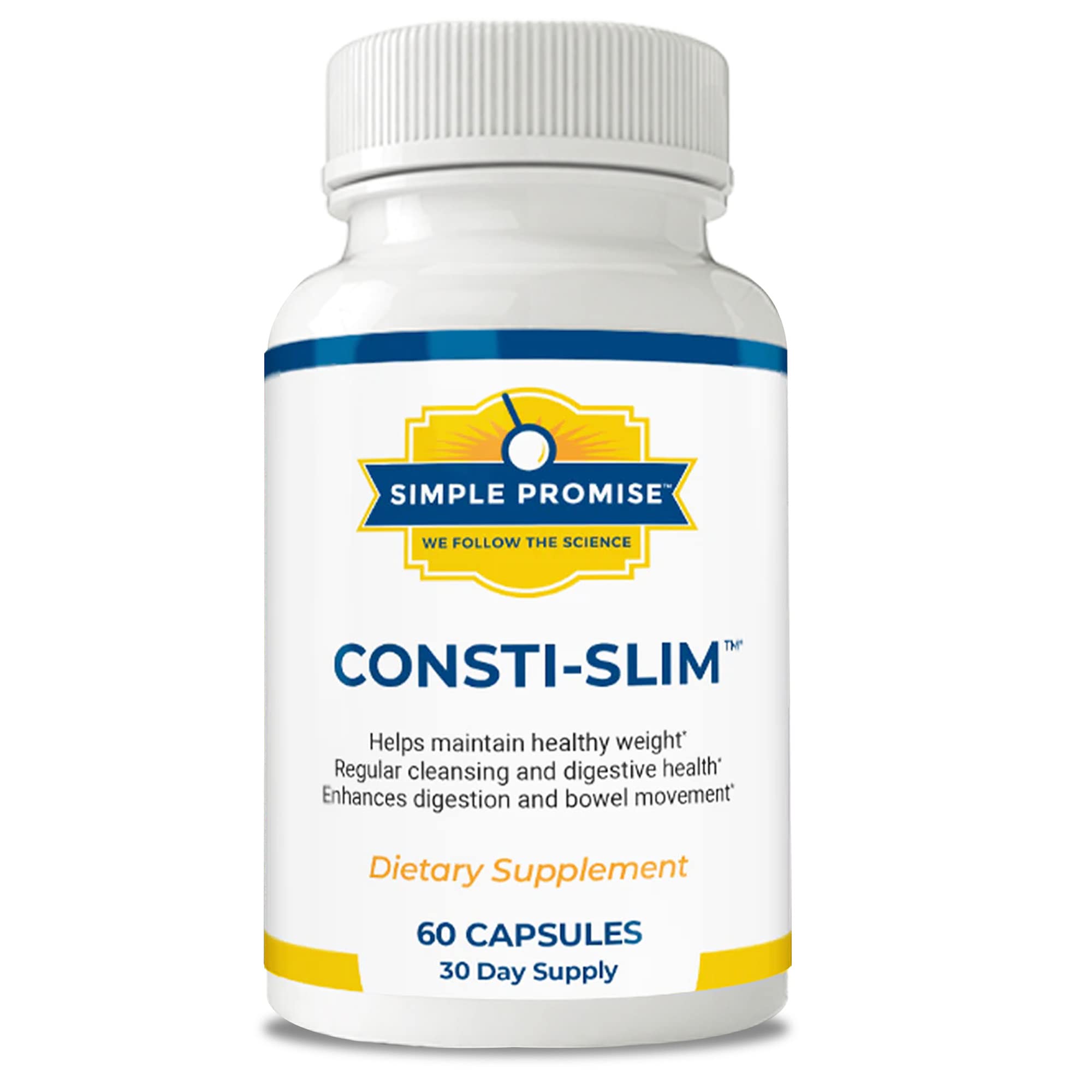 Simple Promise Consti-Slim bottle on desk supports daily digestive balance.