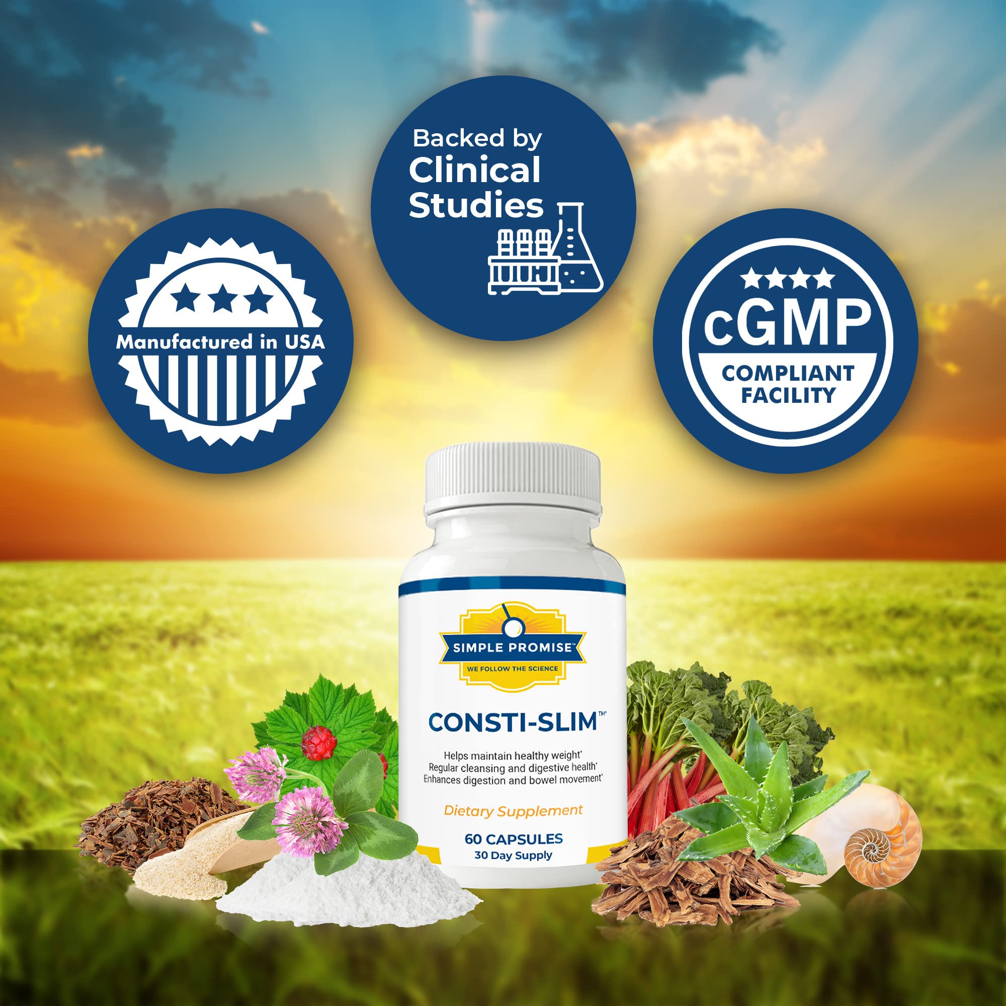 Consti-Slim label detail emphasizes clean, high-quality ingredients for daily use.