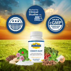 Consti-Slim label detail emphasizes clean, high-quality ingredients for daily use.
