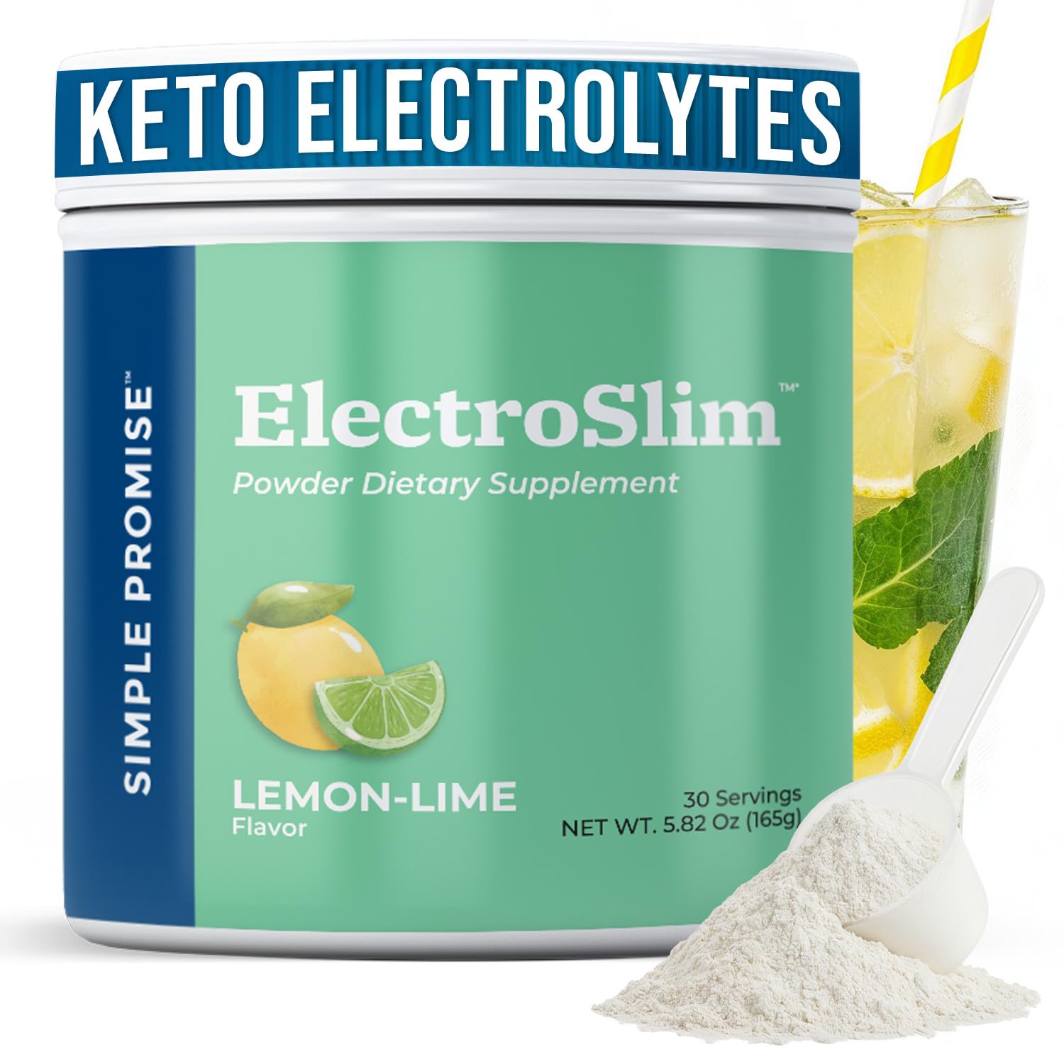 Simple Promise ElectroSlim lemon lime packet ready for sugar-free hydration on the go.