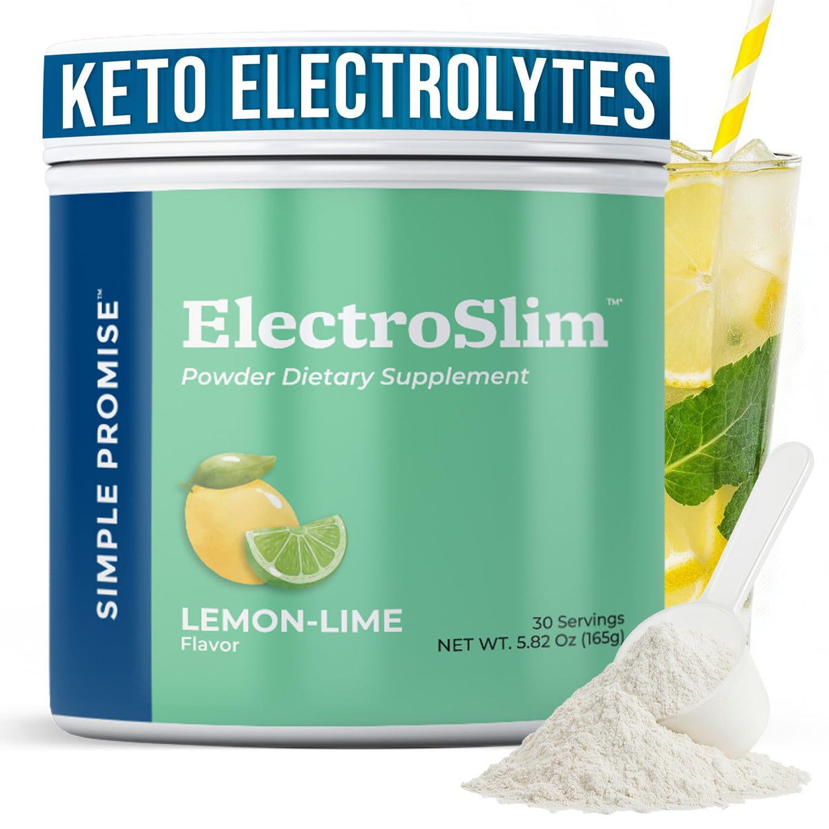 Simple Promise ElectroSlim lemon lime packet ready for sugar-free hydration on the go.