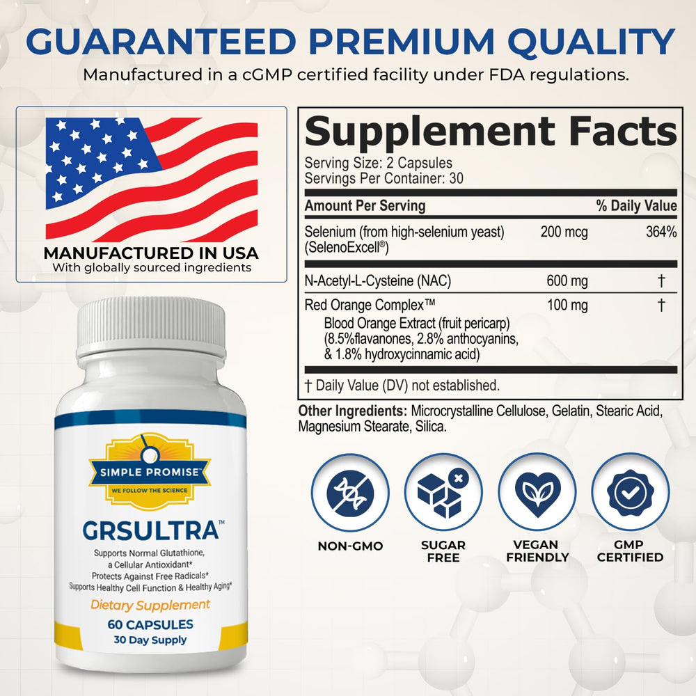 Simple Promise GRS Ultra capsules close-up showing smooth, easy-to-swallow texture