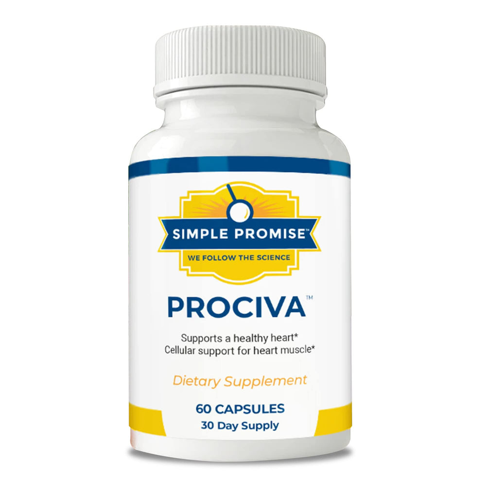 Simple Promise Prociva bottle on kitchen counter ready for daily heart support.