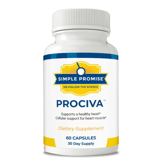 Simple Promise Prociva bottle on kitchen counter ready for daily heart support.
