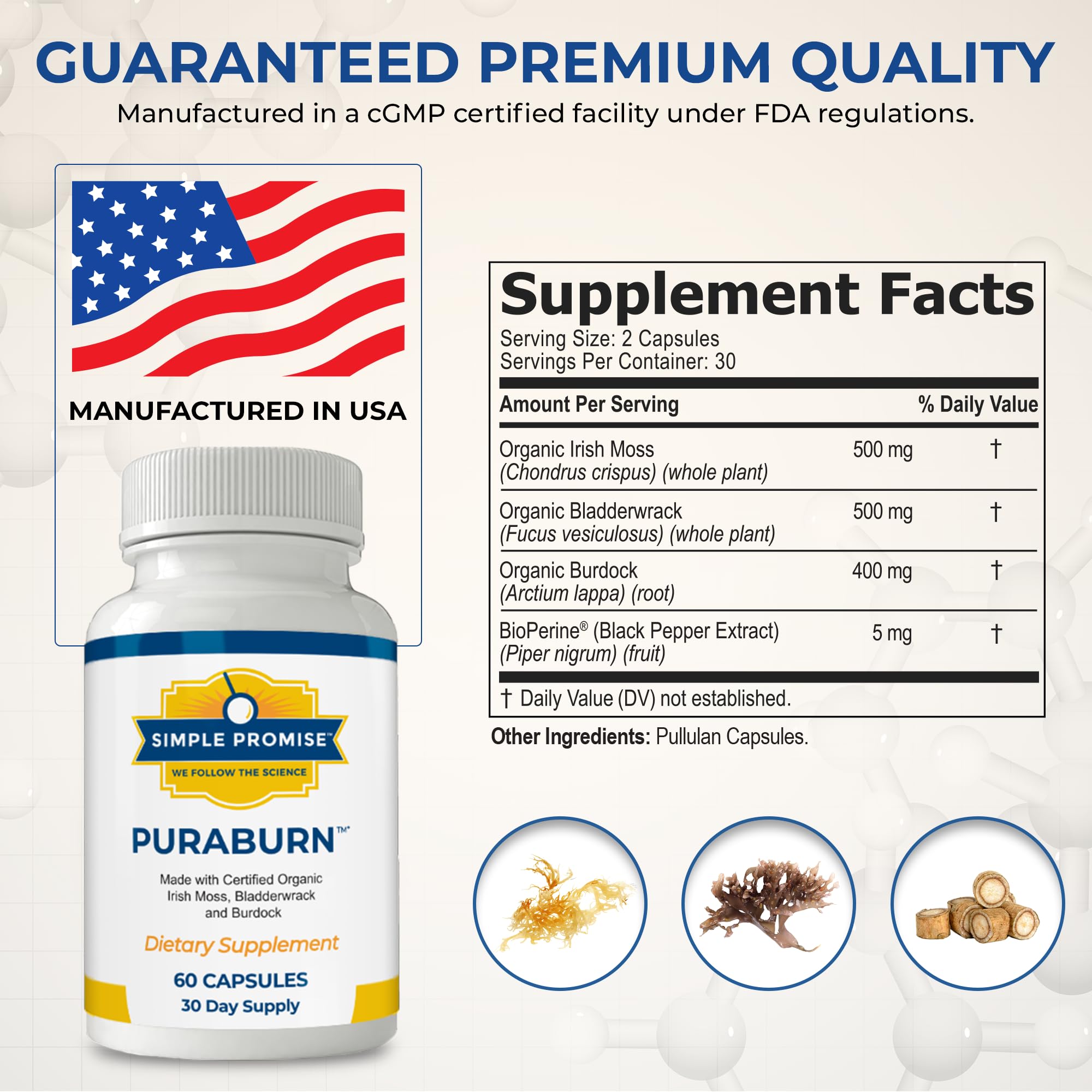 PuraBurn capsules arranged for easy daily intake with meals