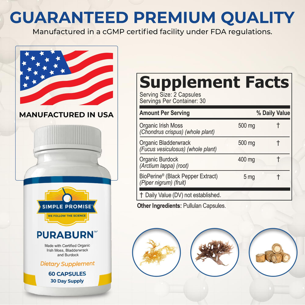 PuraBurn capsules arranged for easy daily intake with meals