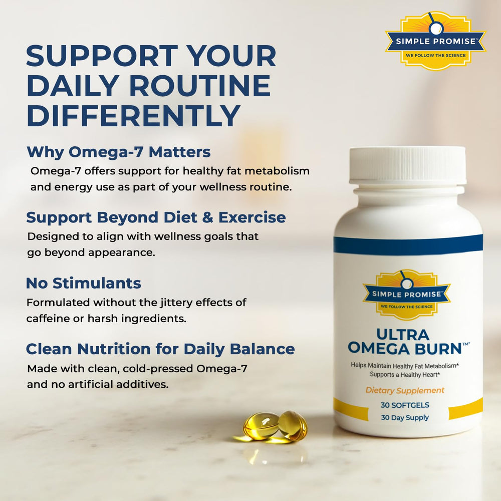 Close-up ingredients panel highlighting purified Omega-7 from fish oil for healthy fat signaling.