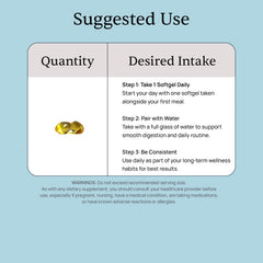 Simple Promise softgel in hand shows easy-to-swallow size.