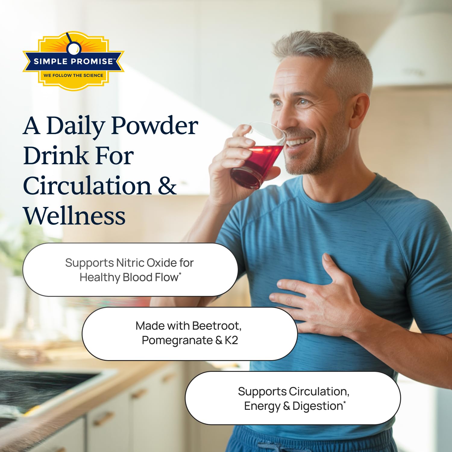 Simple Promise VenoPlus8 bottle closeup, a convenient daily support for heart-friendly routine.