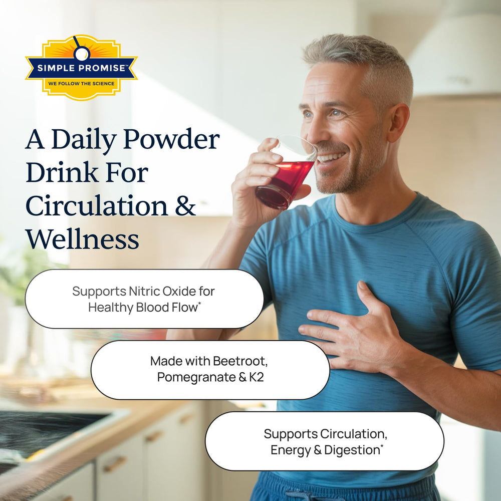 Simple Promise VenoPlus8 bottle closeup, a convenient daily support for heart-friendly routine.