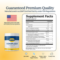 Simple Promise VenoPlus8 scoop dispensing, easy 10 oz water mix for a sugar-free drink.