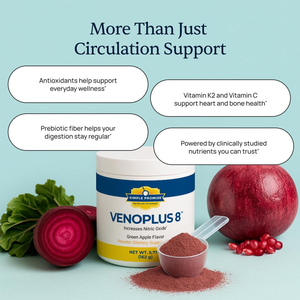 Simple Promise VenoPlus8 vitamin K2 citrus blend, supporting heart health and daily vitality.