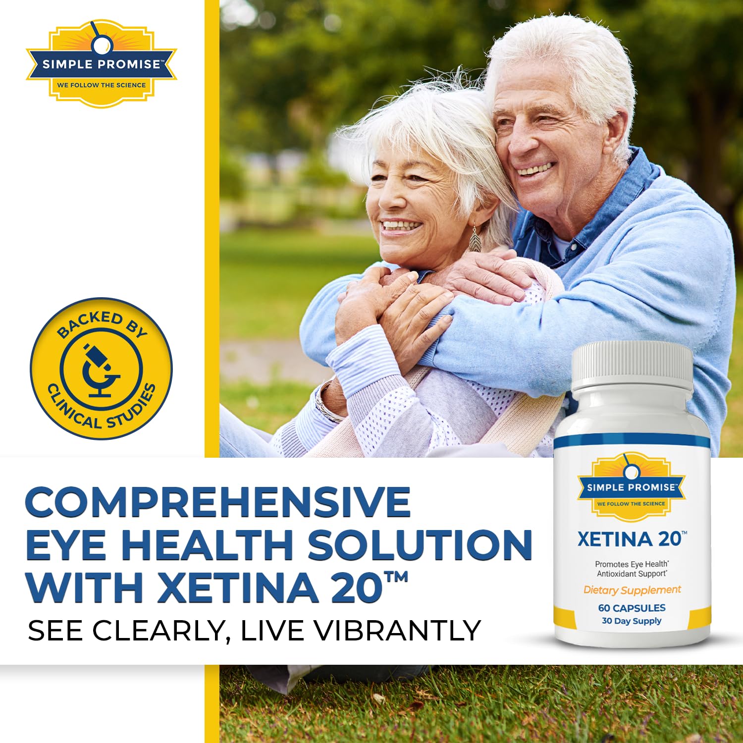Simple Promise Xetina 20 visual-ingredients-chart emphasizes zinc, bilberry, and grape seed.