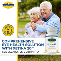 Simple Promise Xetina 20 visual-ingredients-chart emphasizes zinc, bilberry, and grape seed.