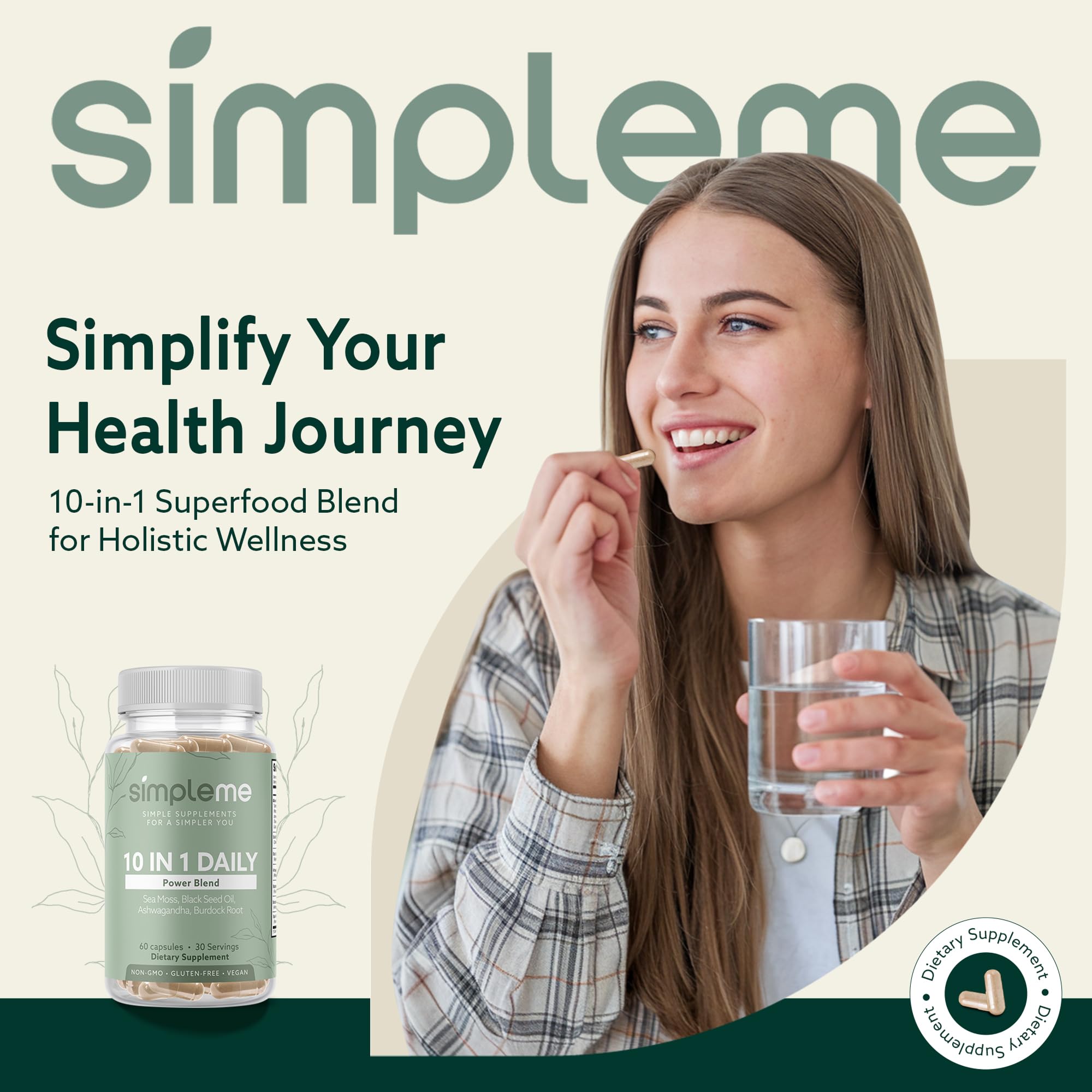 SIMPLEME 10-in-1 immunity blend capsules for versatile daily use.