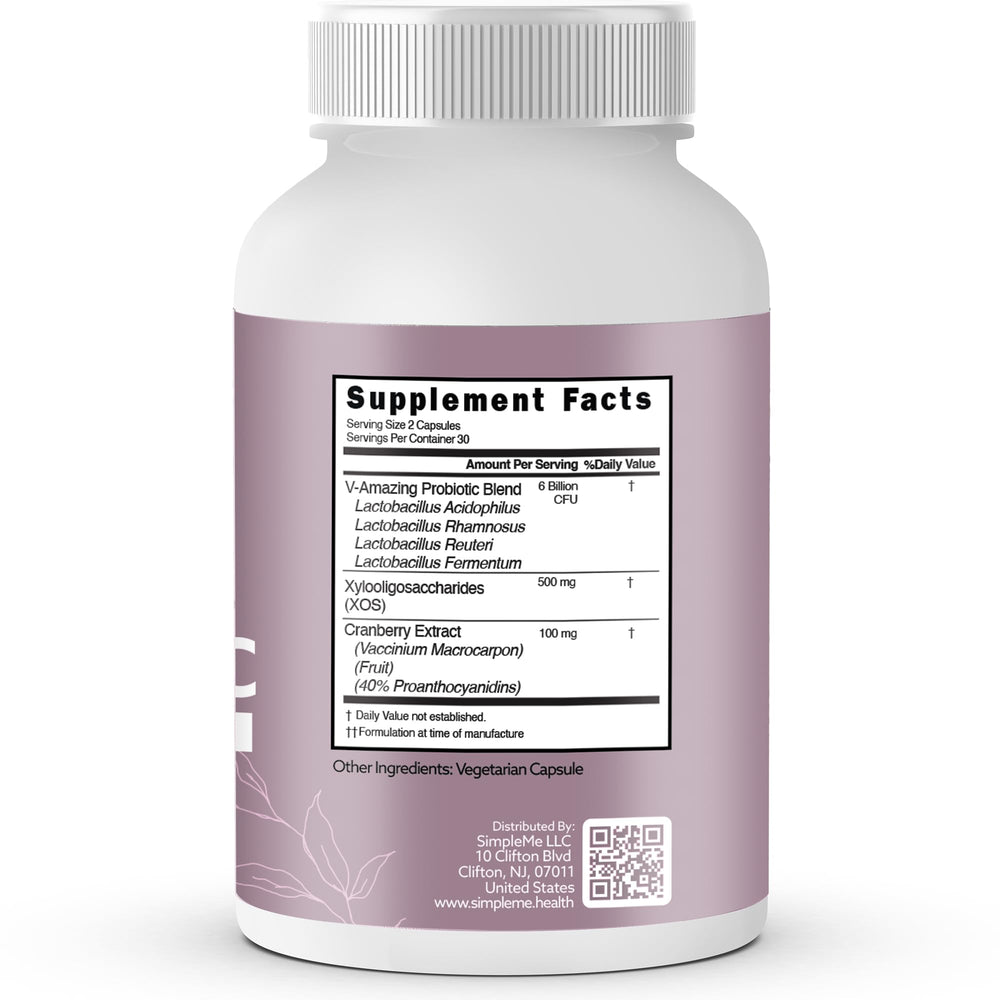 Simpleme cranberry extract label highlighting urinary balance support.