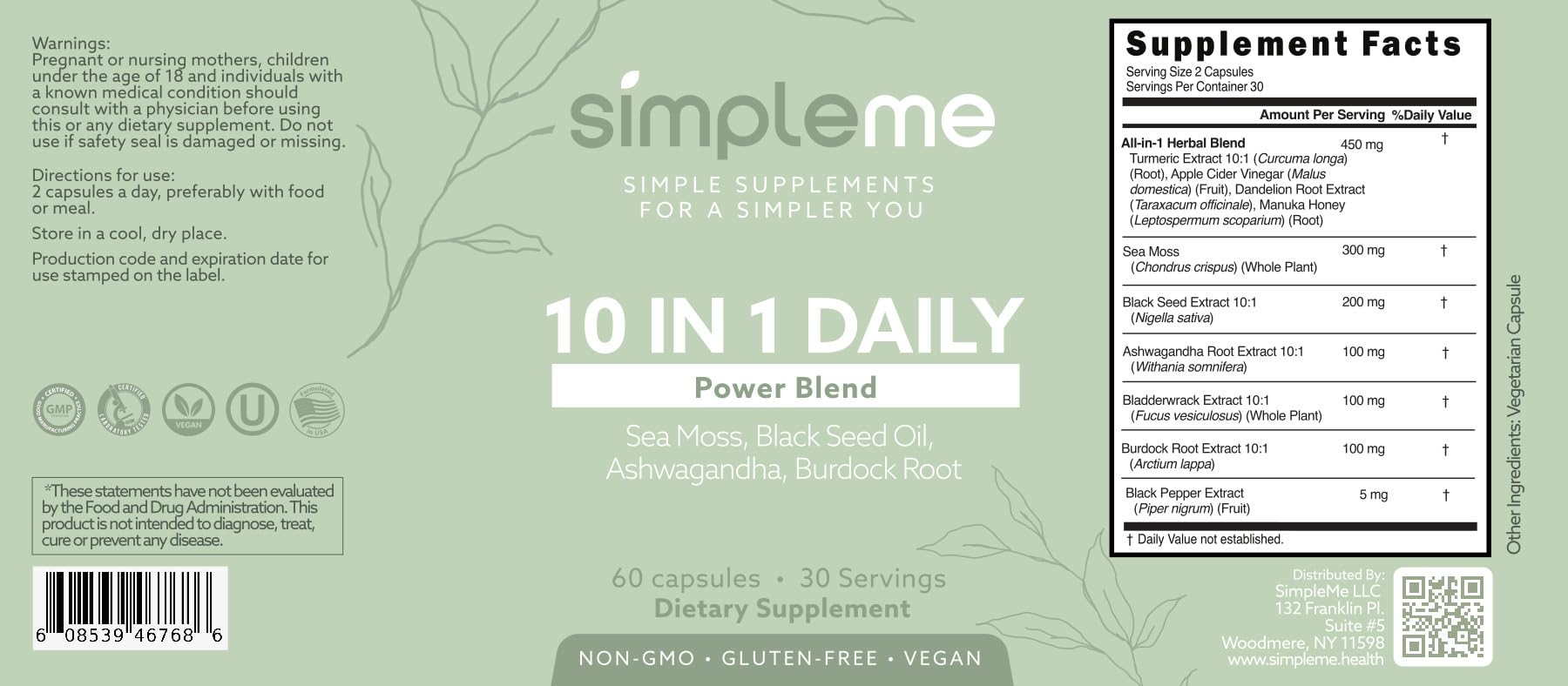SIMPLEME daily power blend bottle on kitchen counter for easy routine.