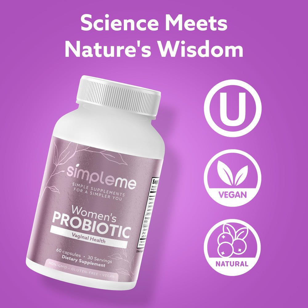 Simpleme bottle showing two-capsule daily serving for easy routine.