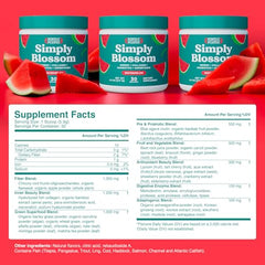 Simply Blossom Watermelon Greens powder dissolving in water for refreshing daily energy.