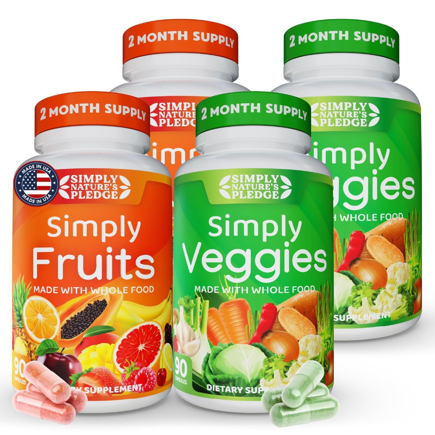 Simply Nature's Pledge bottle with 360 capsules for daily nutrition and convenience.