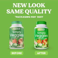 Simply Nature's Pledge capsules close-up highlighting colorful vegetables inside.
