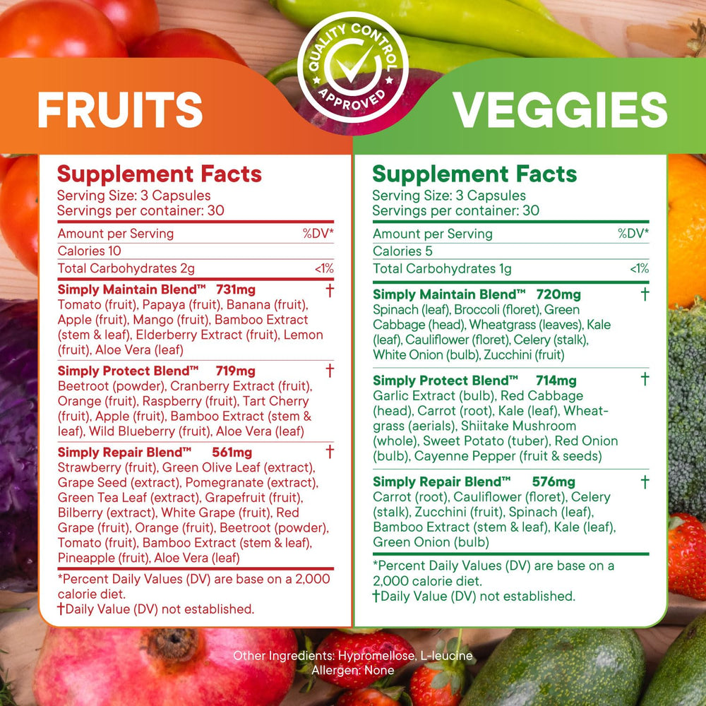 Label close-up highlights non-GMO, soy-free, real produce ingredients.