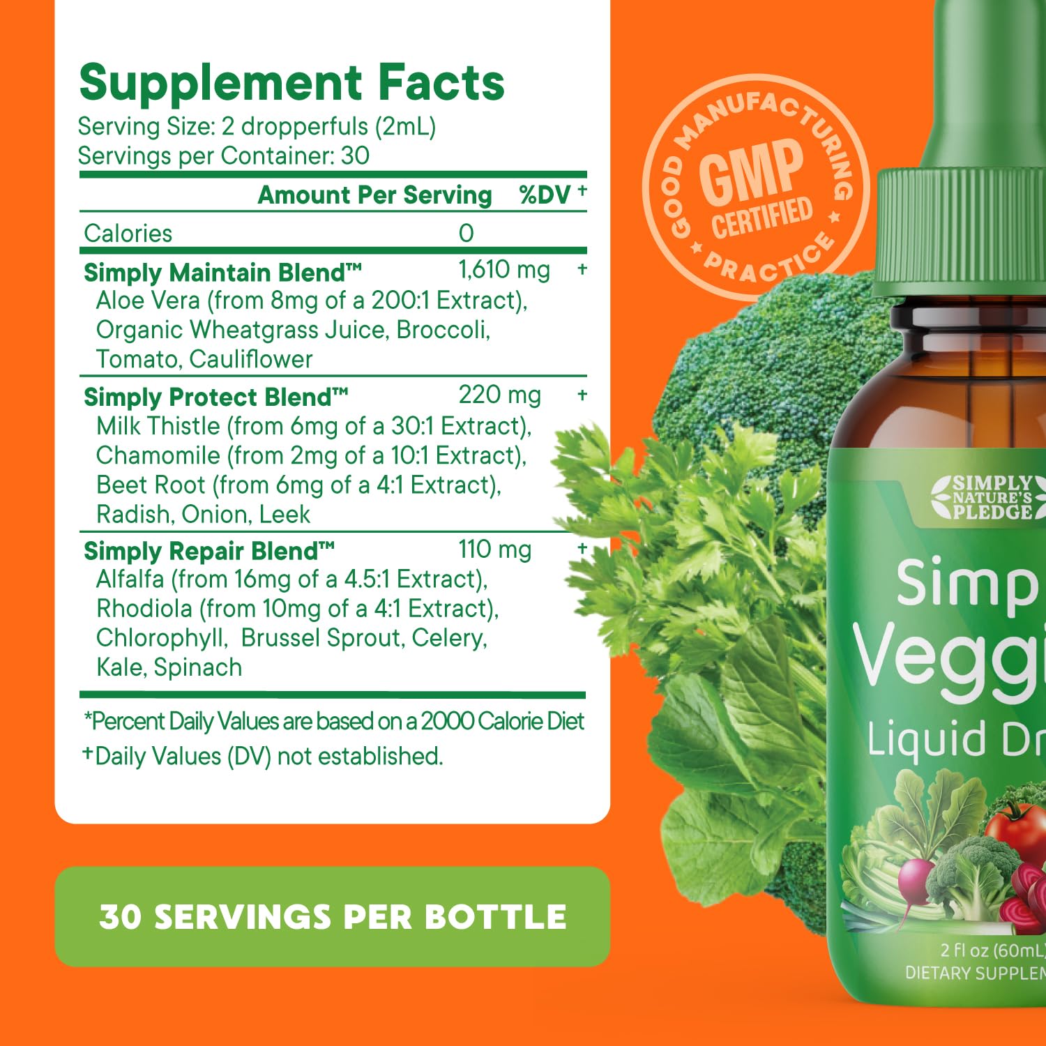Simply Nature's Pledge label detail highlights vegan, soy-free, clean ingredients.