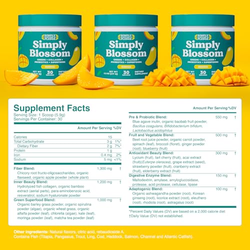 Daily serving scoop of Simply Blossom Greens for easy daily nutrition