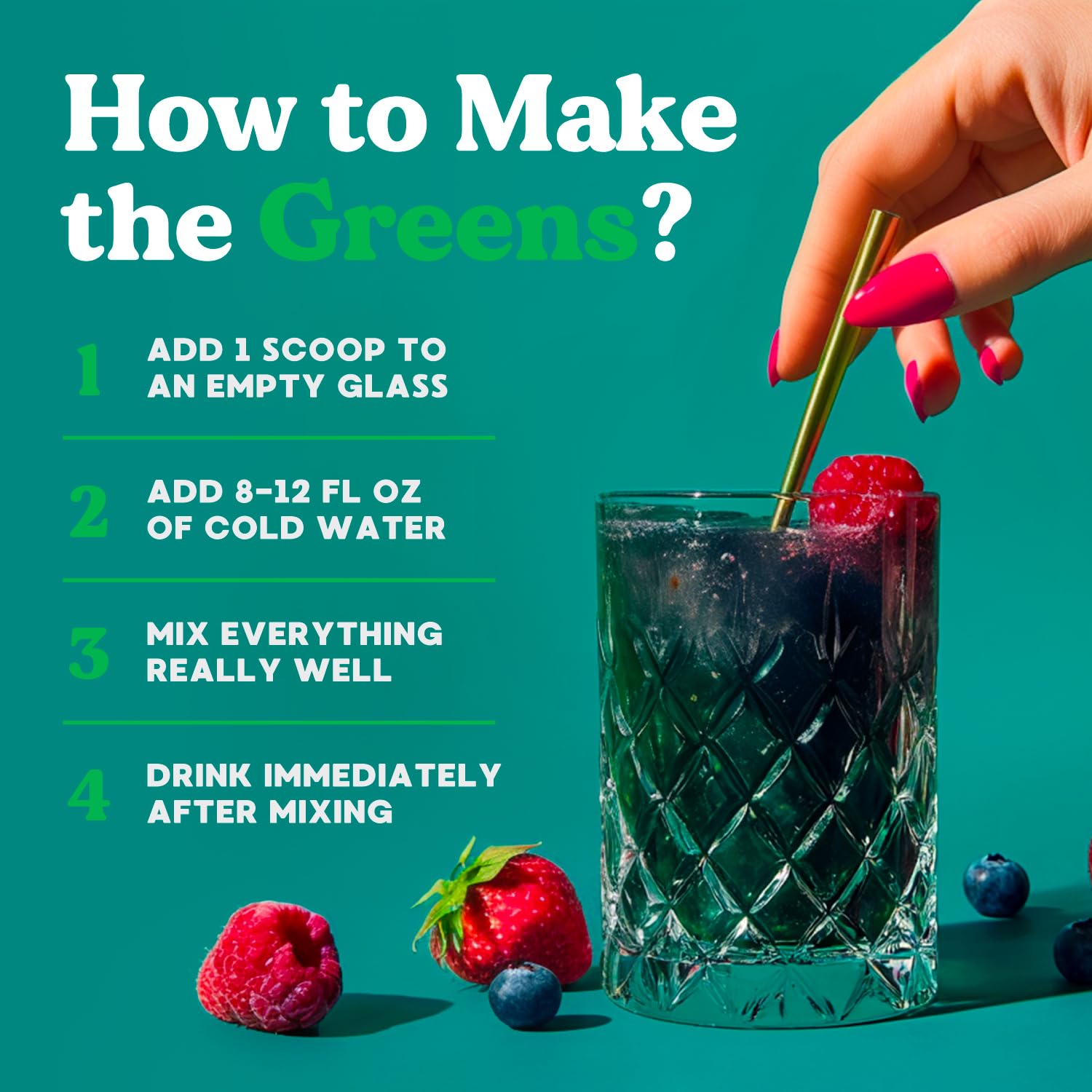 Glass with shake demonstrates easy mix for on-the-go energy