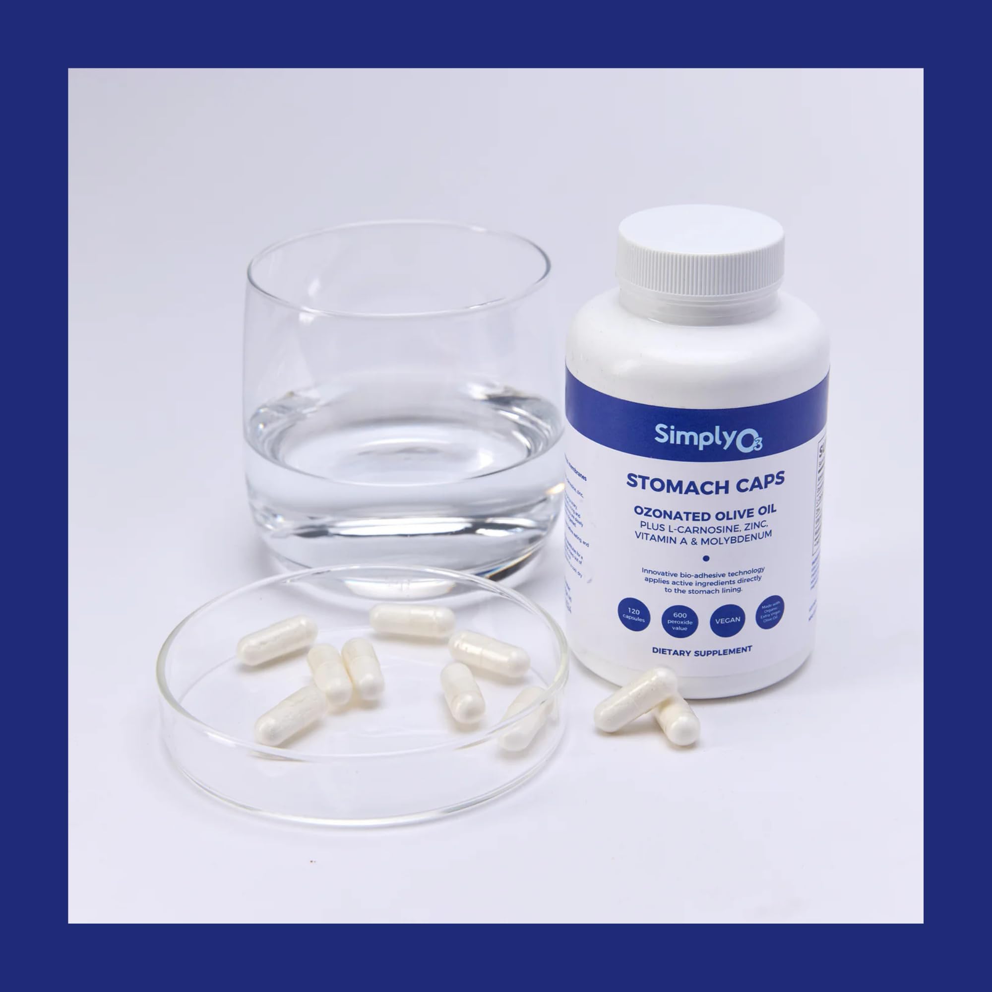 Simply O3 zinc-L-carnosine complex supports mucosal integrity and digestion comfort.
