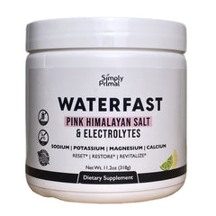 Simply Primal Waterfast lemon-lime bottle aiding fasting hydration