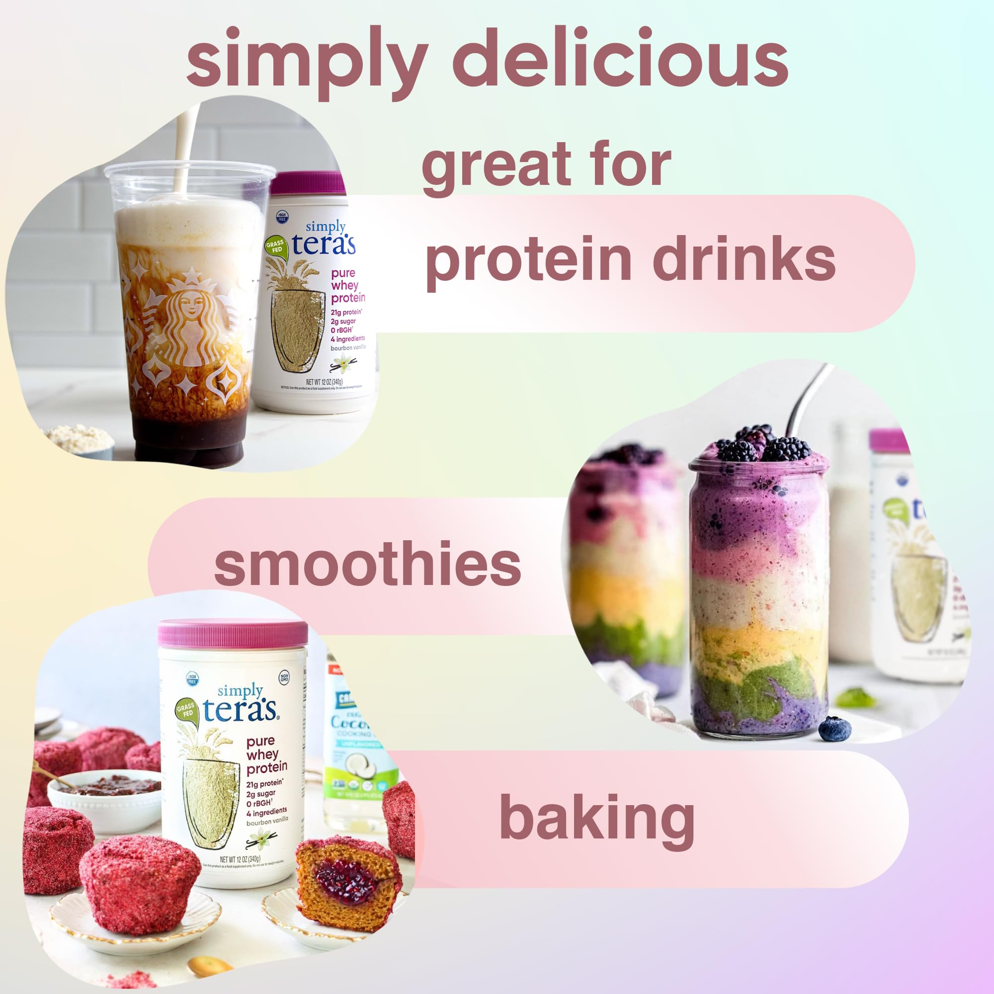 Simply Tera's natural stevia sweetener highlights a naturally sweet, sugar-free option.