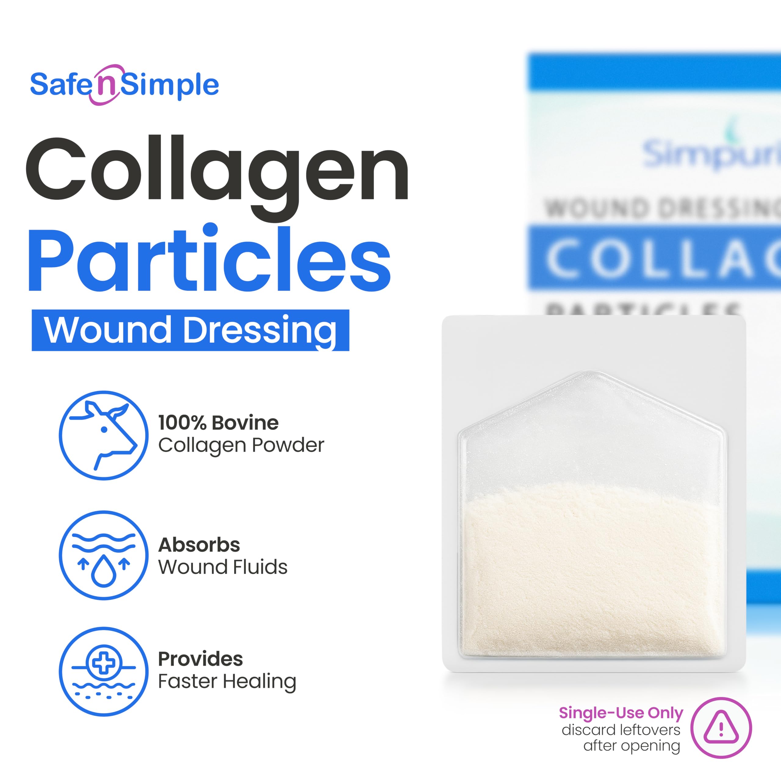 Simpurity bovine collagen powder matrix provides a biocompatible wound scaffold.