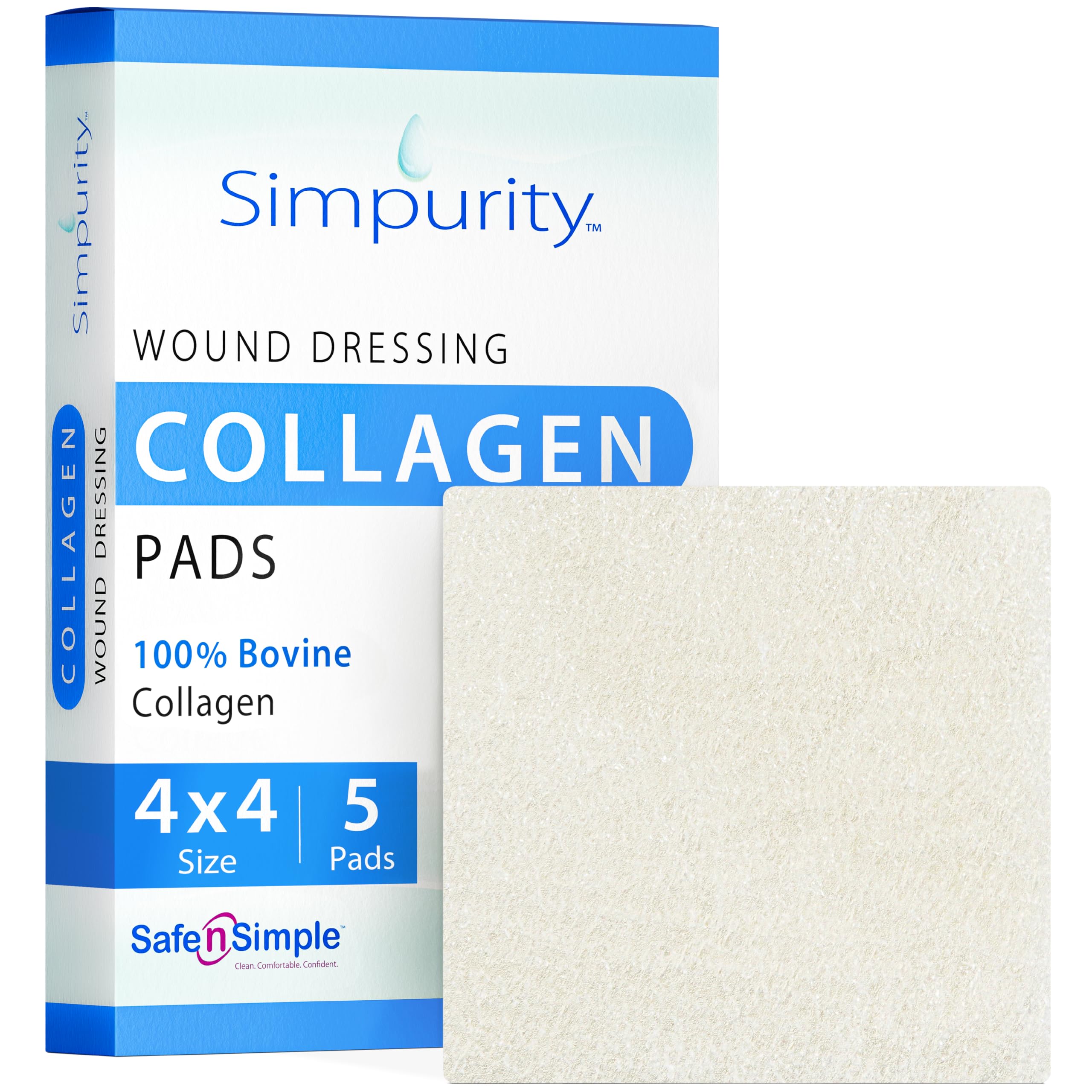 Simpurity collagen pads application demonstrates precise placement for targeted wound care and gentle healing.
