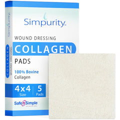 Simpurity collagen pads application demonstrates precise placement for targeted wound care and gentle healing.