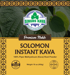 SINGHS instant kava powder being stirred into a beverage for fast comfort.
