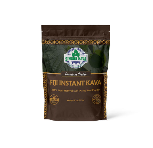 SINGHS Noble Fiji Instant Kava Powder bottle for quick, no-prep enjoyment.