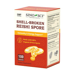 Sino-Sci shell-broken Reishi bottle displaying premium immune support potential.